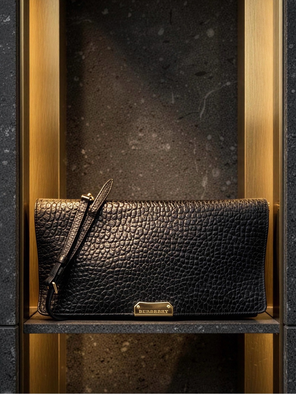 Burberry Black Pebbled Leather Crossbody-Shoulder Bag